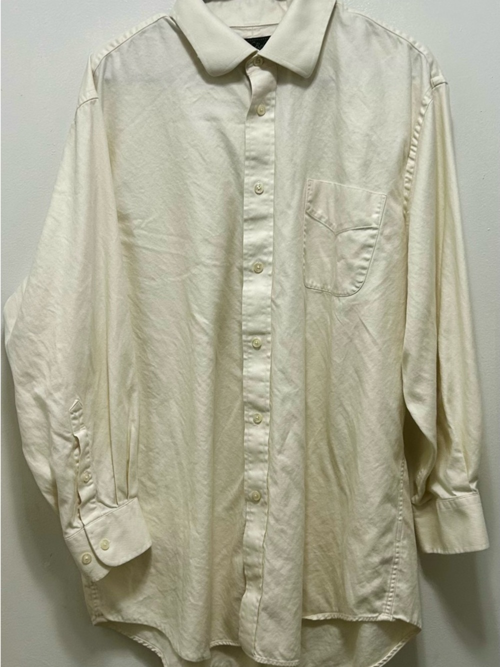 Men's Oversized‎ Cream Button-Down Dress Shirt